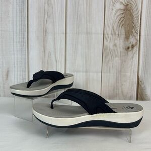 Clarks Cloudstepper Sandals Platform Lightweight Thong Flip Flops Blue Size 11